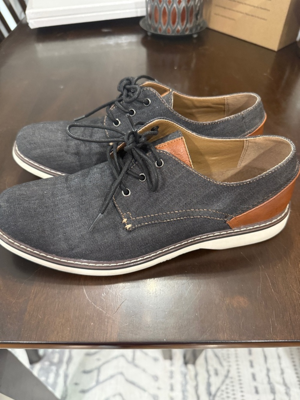 Madden Men's Casual Lace-Up Canvas Shoes in Charcoal with Brown Trim